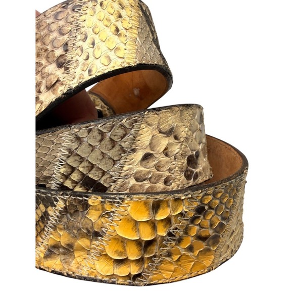 Genuine Python Snakeskin Leather Belt Tan Brown Mens Size 42 Exotic Western USA - Picture 3 of 16